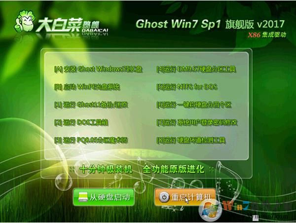 大白菜U盘系统Win7 32位极速精简旗舰版ISO镜像V2018.04