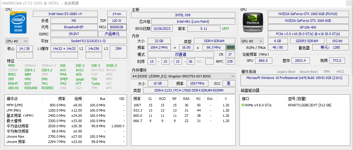 HWiNFO硬件监测
