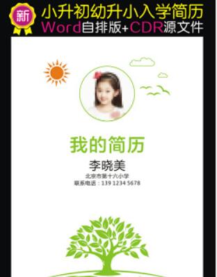 3款精美的小学生上人简历模板(Word版)