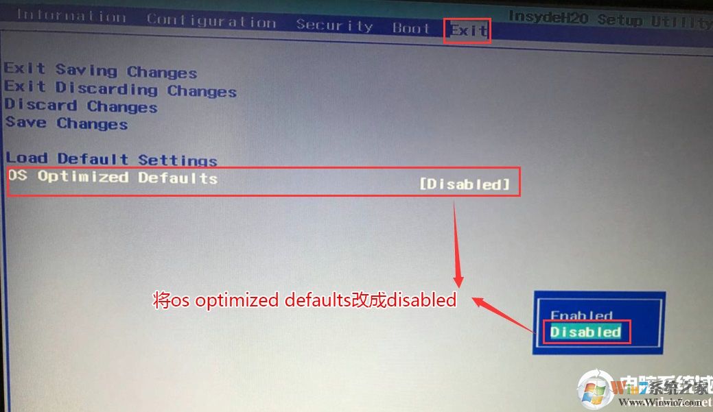 把OS Optimized Defaults设置为Disabled